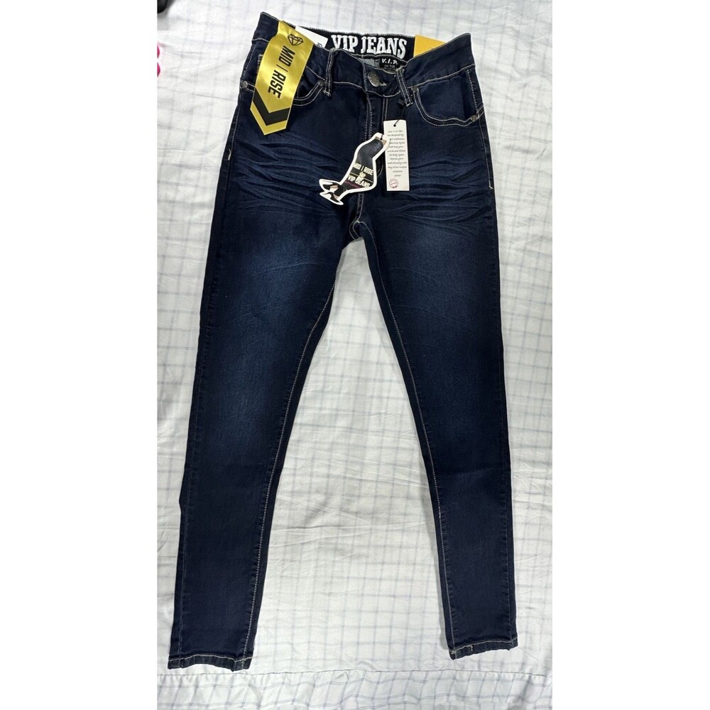 VIP Jeans Women's Size 7/28 Mid Rise Dark Wash Skinny Denim Butt Lifting Stretch